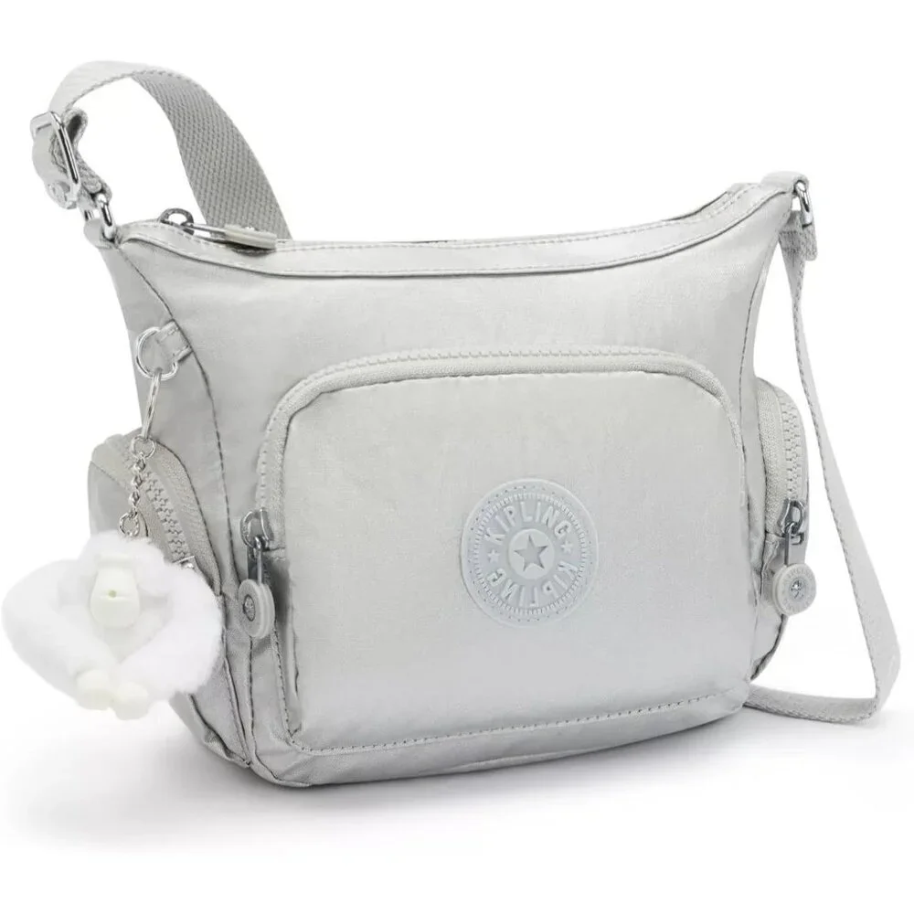 Mini Metallic Crossbody Bag Water Resistant Polyester Adjustable Strap